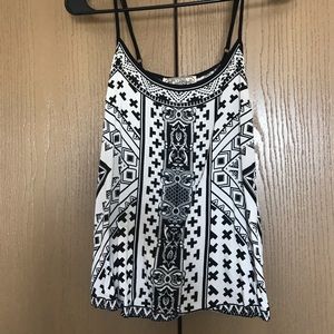 Black and white tank top with tribal print